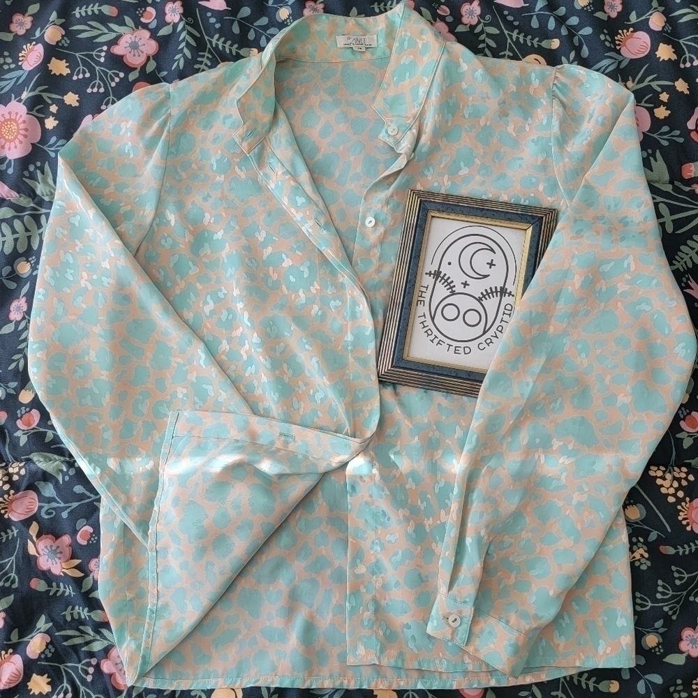 Planet | 12 | Button Up Peach & Teal Blouse